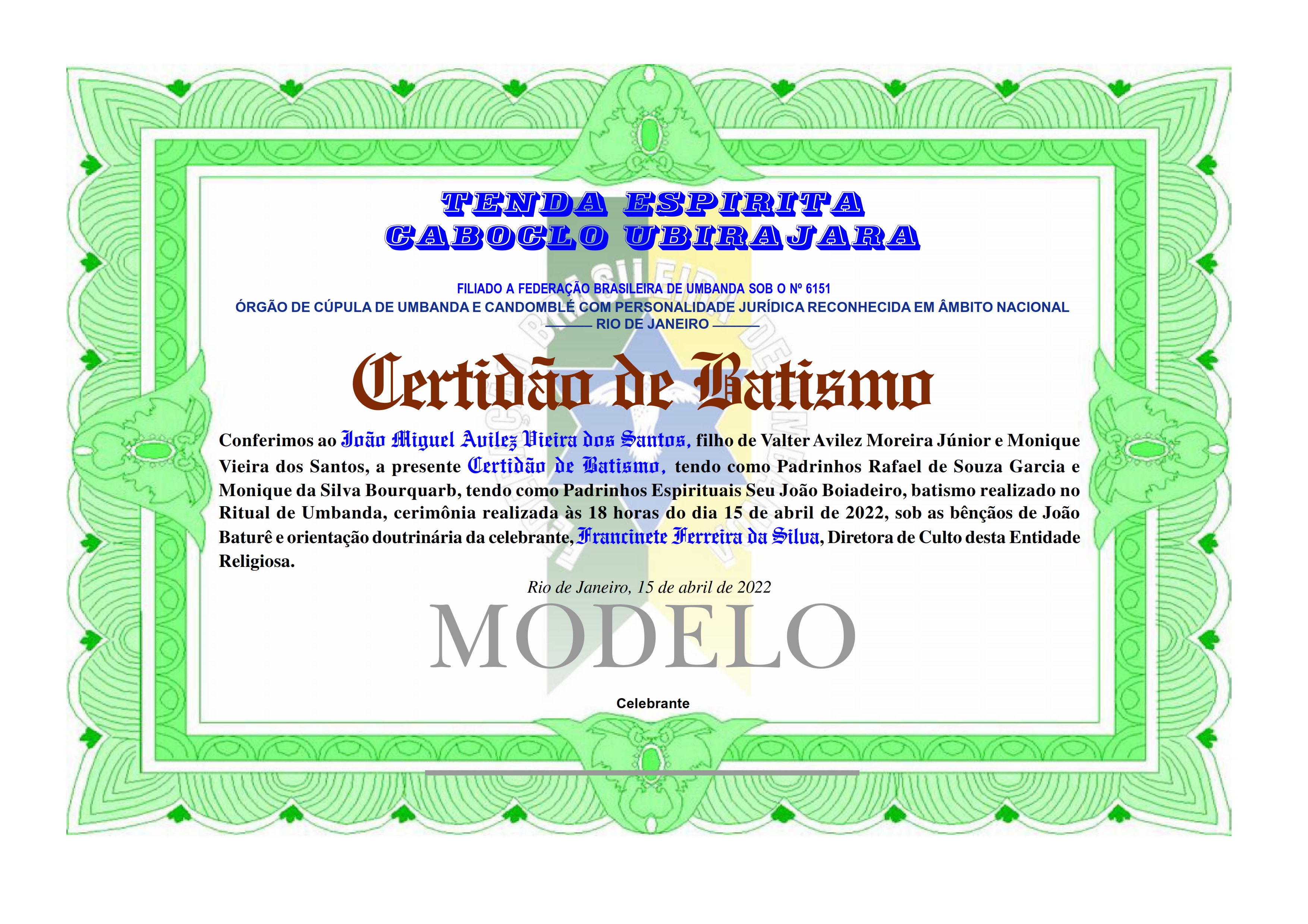 Modelo de Certificado
